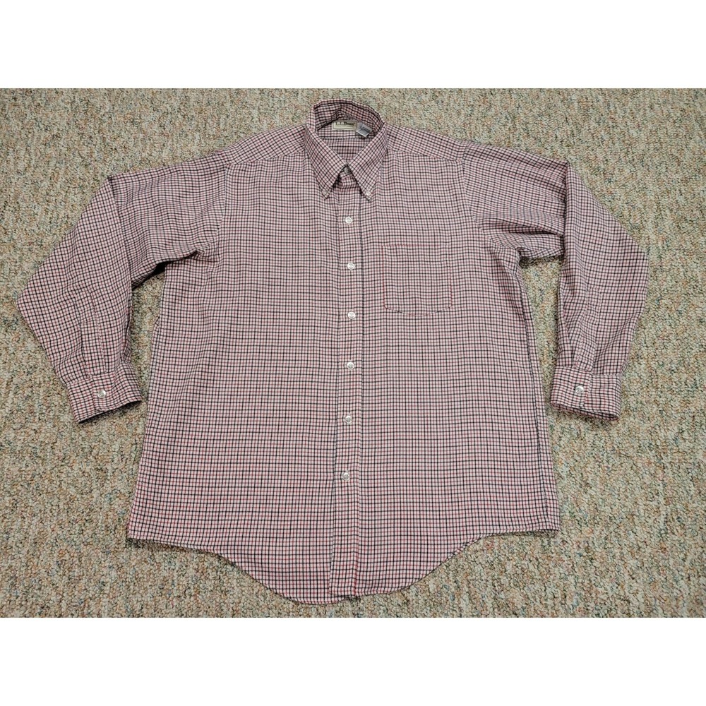 L.L.Bean Shirt Mens Large Red Plaid Cotton Blend Button Down Outdoor Preppy